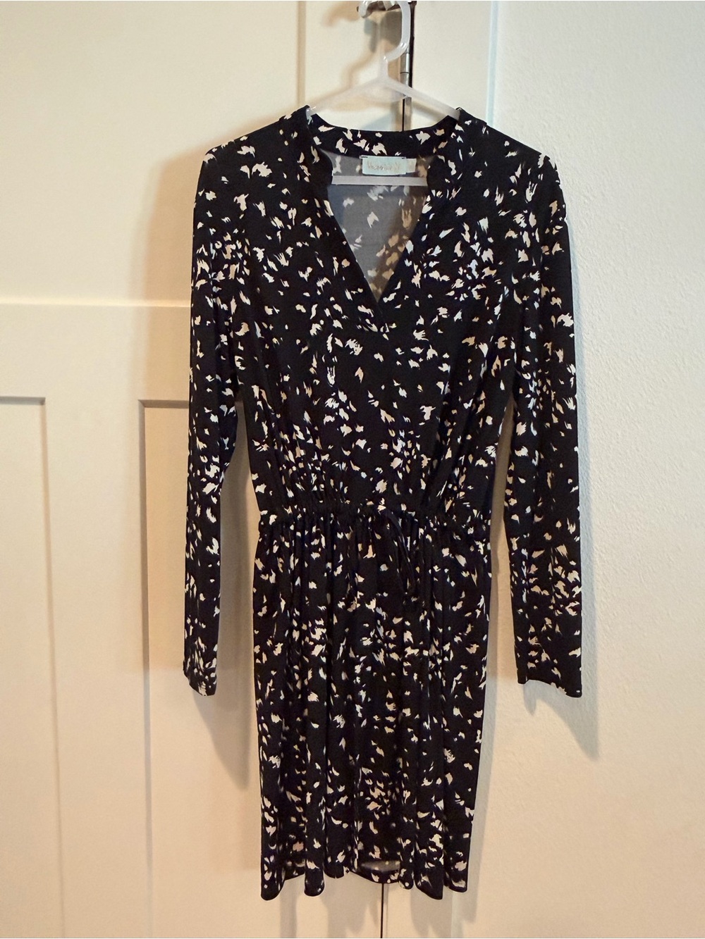 Veronica M Black and White Abstract-Print Midi Dress